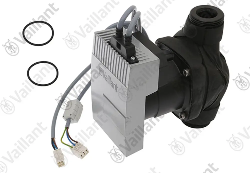 Vaillant Pumpe mit elektrischen Anschlüssen und zwei O-Ringen, geeignet für den Solekreis, in kompakter Bauform.